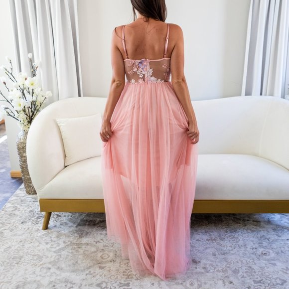 Sweeter In Mesh Maxi Dress - Blush Size Small - Picture 5 of 10